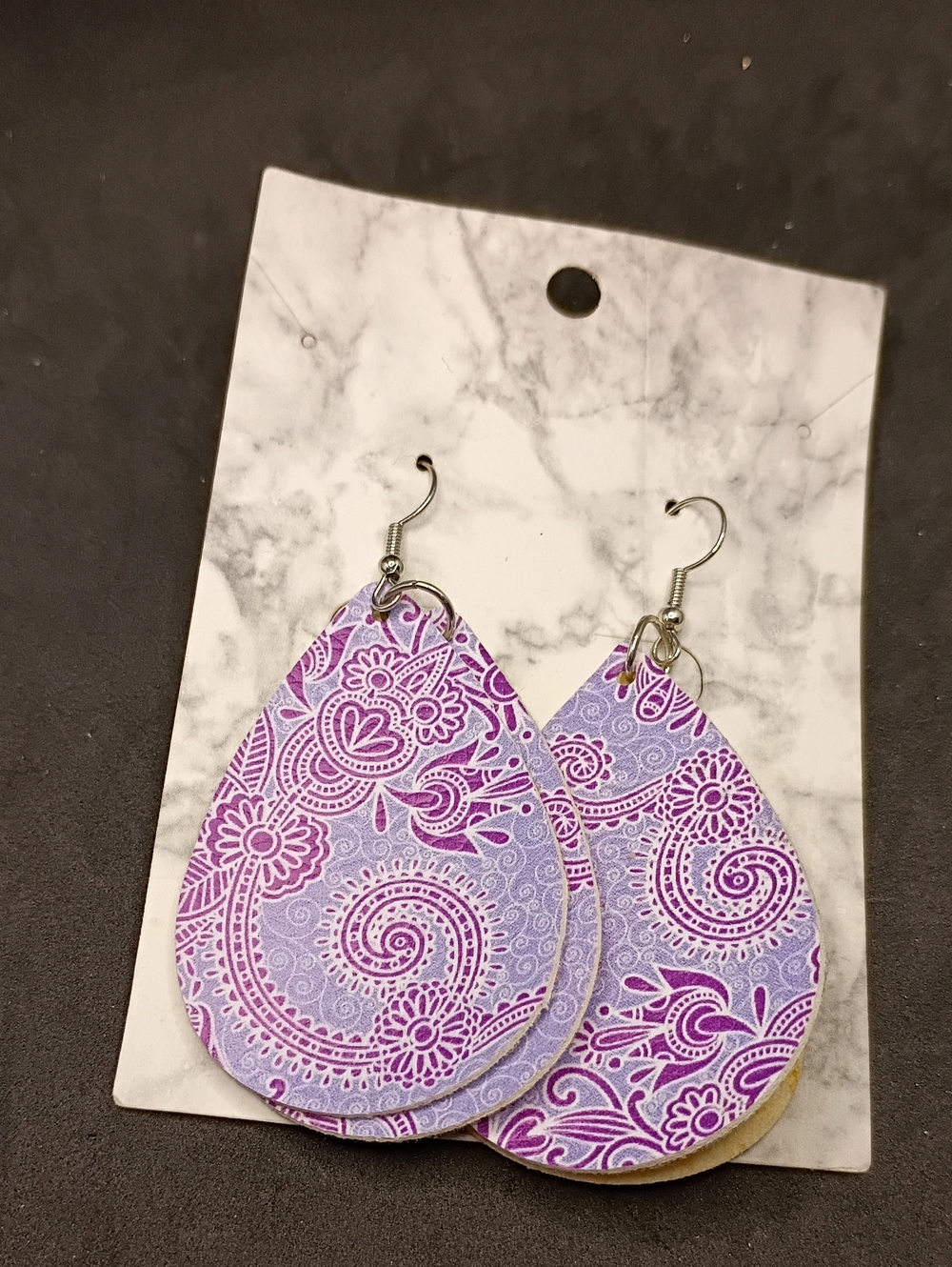 Purple Paisley Teardrop Earrings